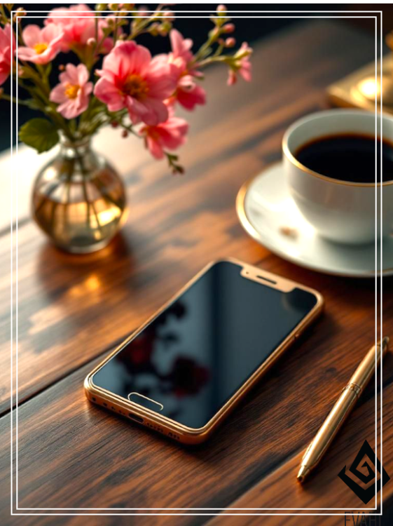 Konsultacja telefoniczna 1 godzina . Telefon leżący na biurku, obok kalendarz  i filiżanka kawy